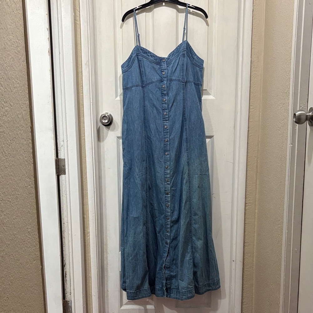 Free People Blue Denim Maxi Dress